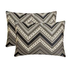 Brown & Grey Jacquard Lumbar Pillow Cover - Chevron Crest