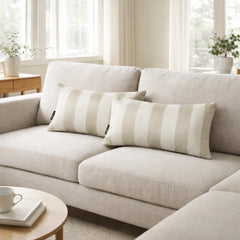 Taupe Satin Lumbar Pillow Cover Pack of 2 - Taupe Stripe Delight
