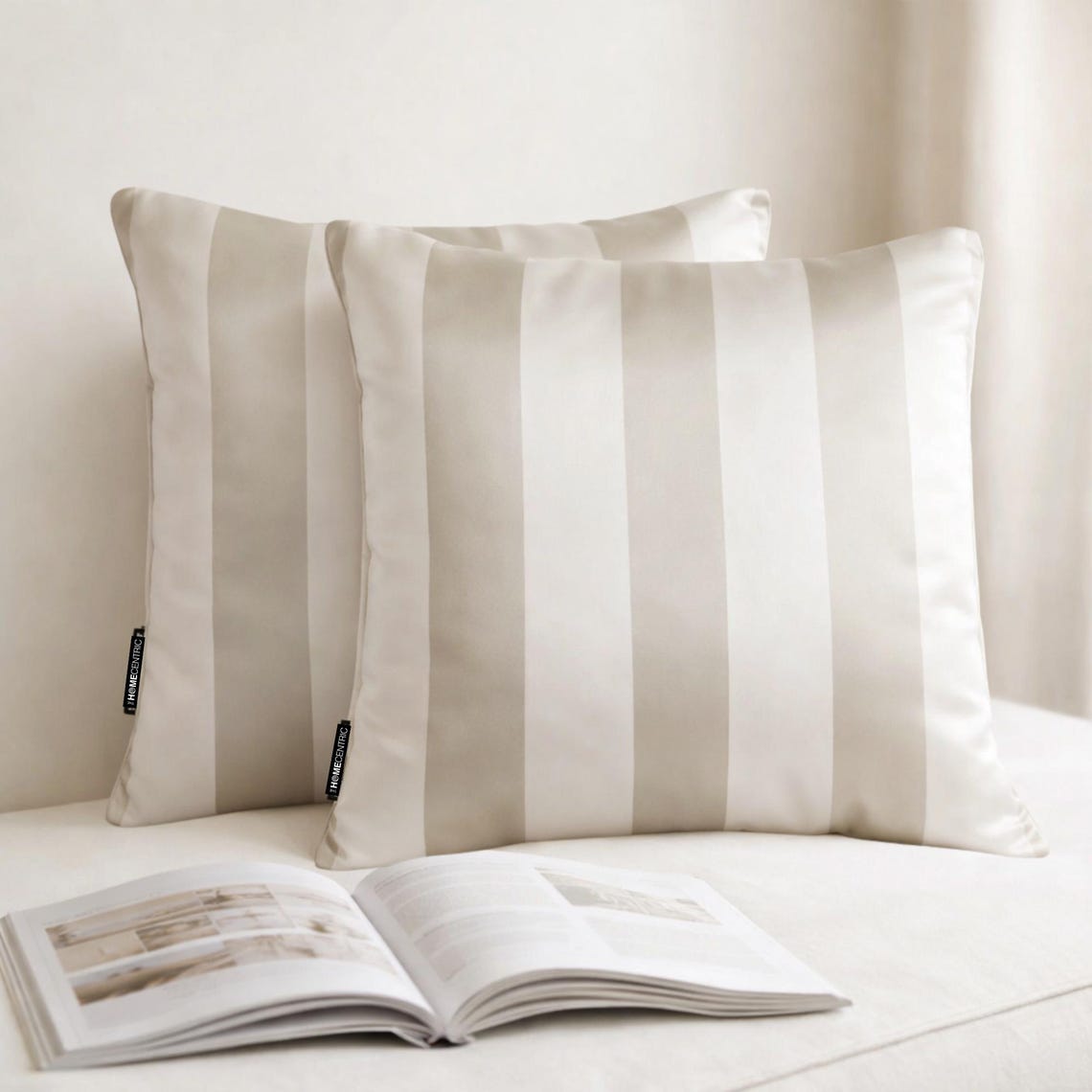 Taupe Vertical Throw Pillow Cover