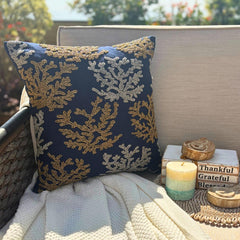 Sea Weeds Swim - Navy Blue Cotton Linen Decorative Euro Sham