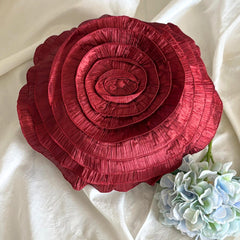 Rust Rose - Crushed Art Silk Rust Decorative Round Pillow Cover