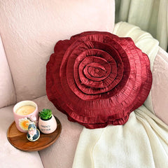 Rust Rose - Crushed Art Silk Rust Decorative Round Pillow Cover