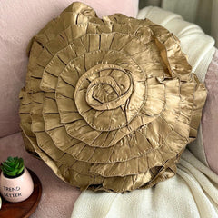 Satin Ruffles - Satin Peach Decorative Round Pillow Cover