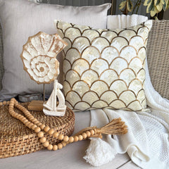 Mermaid Affair - Ivory Art Silk Throw Pillow Cover