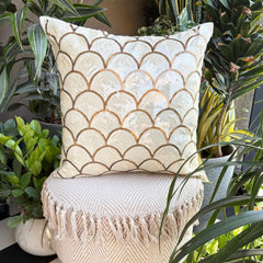 Mermaid Affair - Ivory Art Silk Throw Pillow Cover