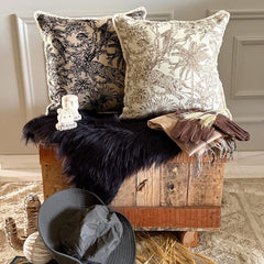 Gold & Beige Jacquard Throw Pillow Cover - Savanna Reverie