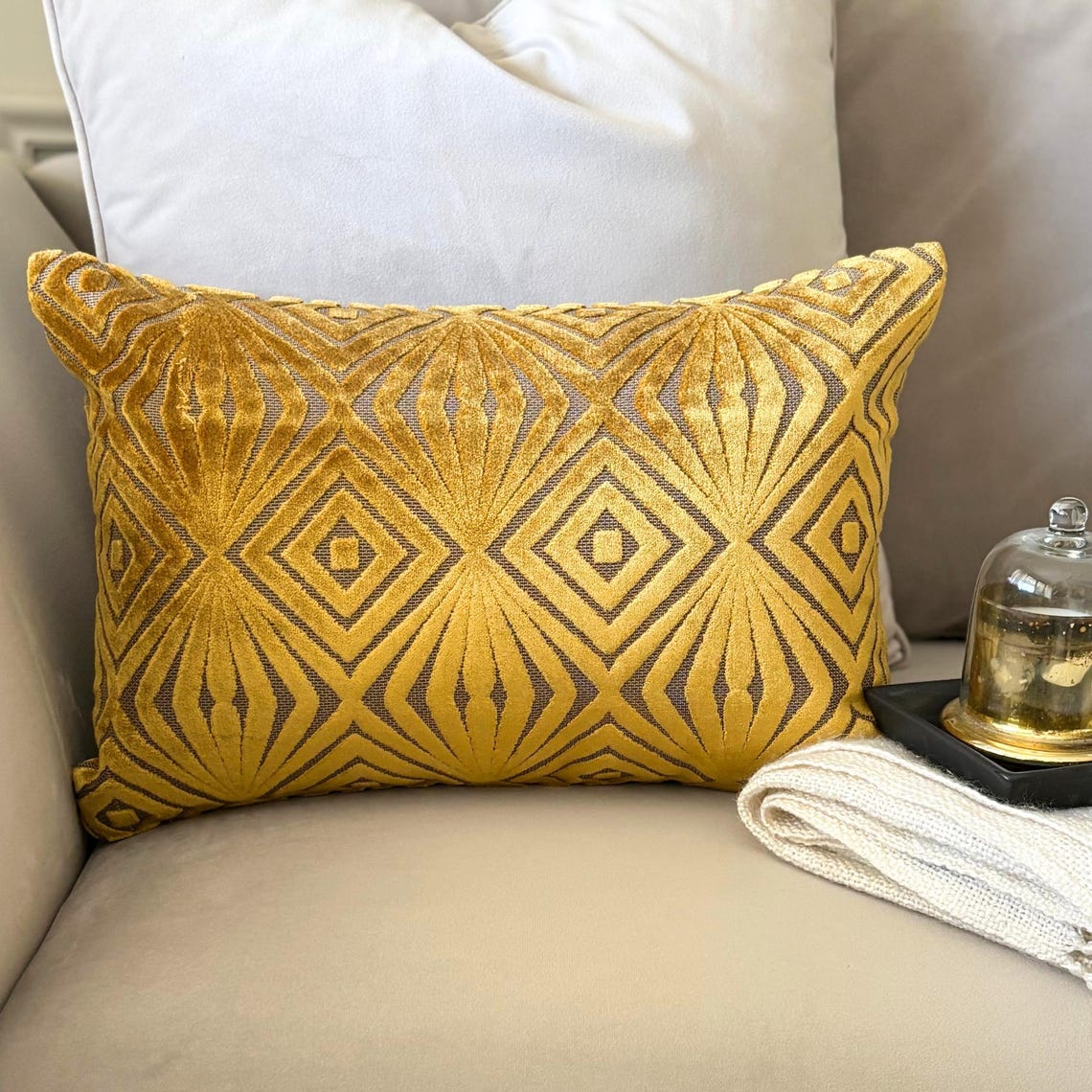 Chartreuse Geo Lumbar Pillow Cover