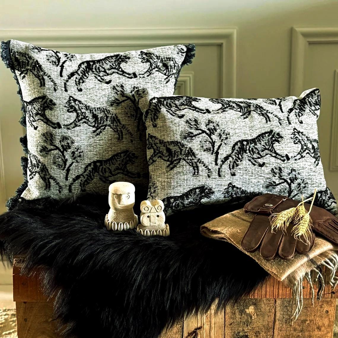 Midnight Safari Throw Pillow Cover
