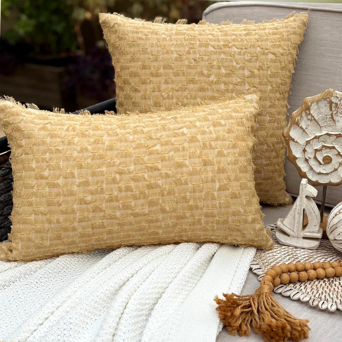 Sunwashed Fringe Lumbar Pillow Cover