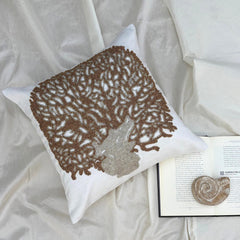 Gold Oak Tree - Ivory Cotton Linen Decorative Euro Sham