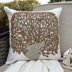 Gold Oak Tree - Ivory Cotton Linen Decorative Euro Sham