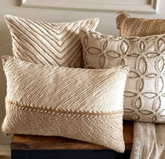 Beige Jute Lumbar Pillow Cover - Juteform