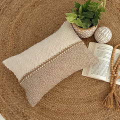 Beige Jute Lumbar Pillow Cover - Juteform