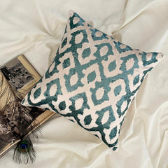 Peacock Insights - Teal Blue Velvet Decorative Euro Sham