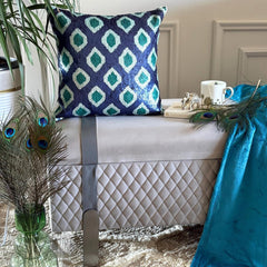 Mayurika - Blue Silk Decorative Euro Sham