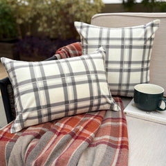Vintage Plaid Gray Throw Pillow Cover