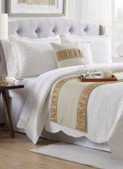 Cascade Pleats - Velvet & Linen Brown Decorative Bed Runner and Pillow Cover
