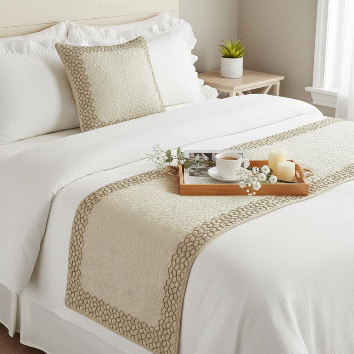 Tessellation Decorative Bed Runner and Pillow Cover