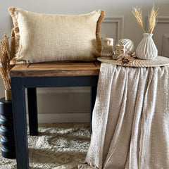 Jute Fringe - Beige Jute Throw Pillow Cover