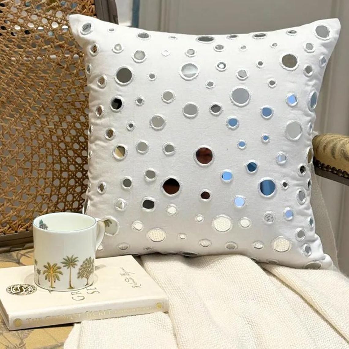 White Mirrors Pillow Cover