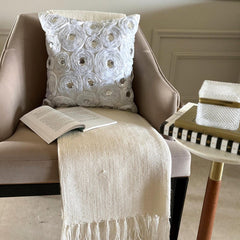White Heaven - White Art Silk Throw Pillow Cover