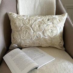 Ivory Paradise - Art Silk Ivory Decorative Lumbar Pillow Cover