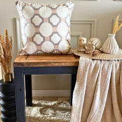 Medina Artistry - Ivory, Beige & Grey Cotton Linen Throw Pillow Cover