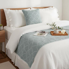 Atmosphere - Linen Blue Decorative Bed Runner and Pillow Cover