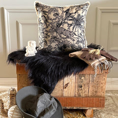 Black & Beige Jacquard Throw Pillow Cover - Savannah Sketch