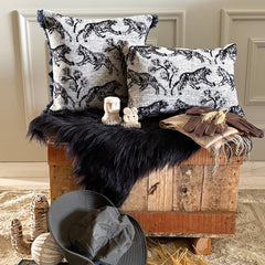 Black& Gray Chenille Velvet Lumbar Pillow Cover - Imperial Tiger