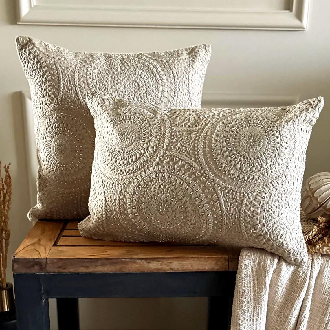 Pearl Mandala Lumbar Pillow Cover