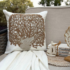 Gold Oak Tree - Ivory Cotton Linen Decorative Euro Sham