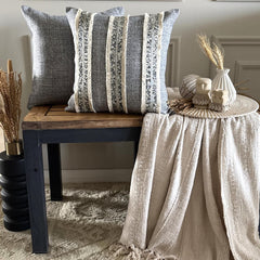 Moroccan Daze - Blue Jacquard Throw Pillow Cover