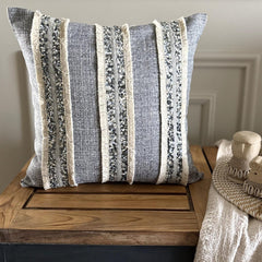 Moroccan Daze - Blue Jacquard Throw Pillow Cover