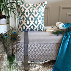 Peacock Insights - Teal Blue Velvet Decorative Euro Sham