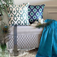 Mayurika - Blue Silk Decorative Euro Sham