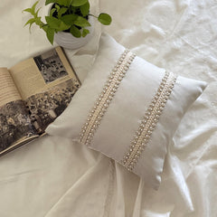 Ivory Jacquard Throw Pillow Cover - Pearl Strand