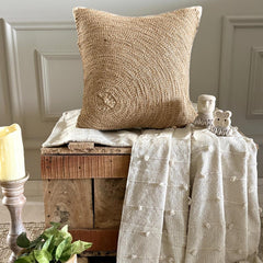 Back To Earth - Natural Beige Cotton Linen Throw Pillow Cover