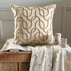 Jute Shoot - Natural Beige Cotton Linen Throw Pillow Cover