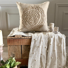 Earthy Rose - Natural Beige Cotton Linen Throw Pillow Cover