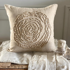 Earthy Rose - Natural Beige Cotton Linen Throw Pillow Cover