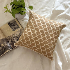 Jute Trellis - Natural Beige Cotton Linen Throw Pillow Cover