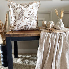 Marjorie - Beige Linen Throw Pillow Cover