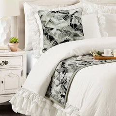 Grey Angular Decorative Bed Runner and Pillow Cover