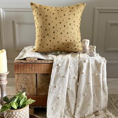 Jute Wheels - Beige Burlap Lurex Decorative Euro Sham