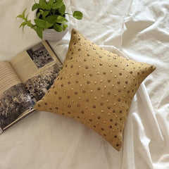 Jute Wheels - Beige Burlap Lurex Decorative Euro Sham