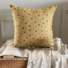 Jute Wheels - Beige Burlap Lurex Decorative Euro Sham