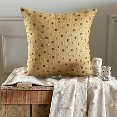 Jute Wheels - Beige Burlap Lurex Decorative Euro Sham