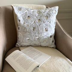 White Heaven - White Art Silk Decorative Euro Sham
