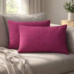 Set of 2 Magenta Linen Throw / Lumbar Pillow Cover - Magenta Linen